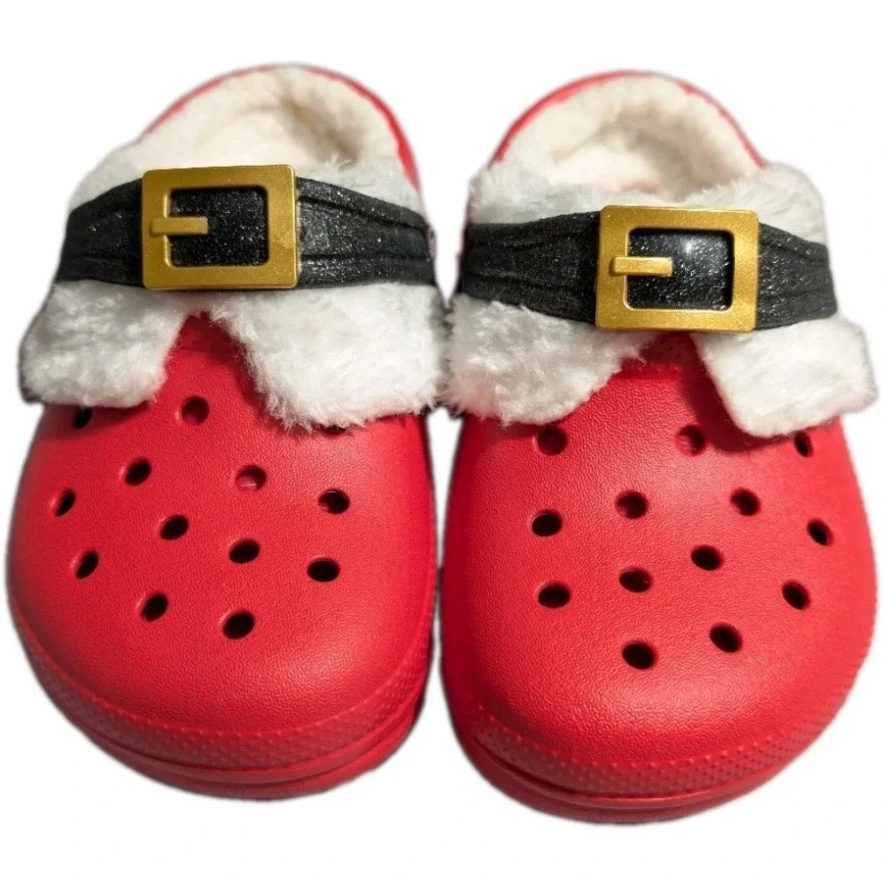 Crocs Classic Lined Santa Clog Kids C11 Red Fleece Holiday Christmas Shoes NWOT